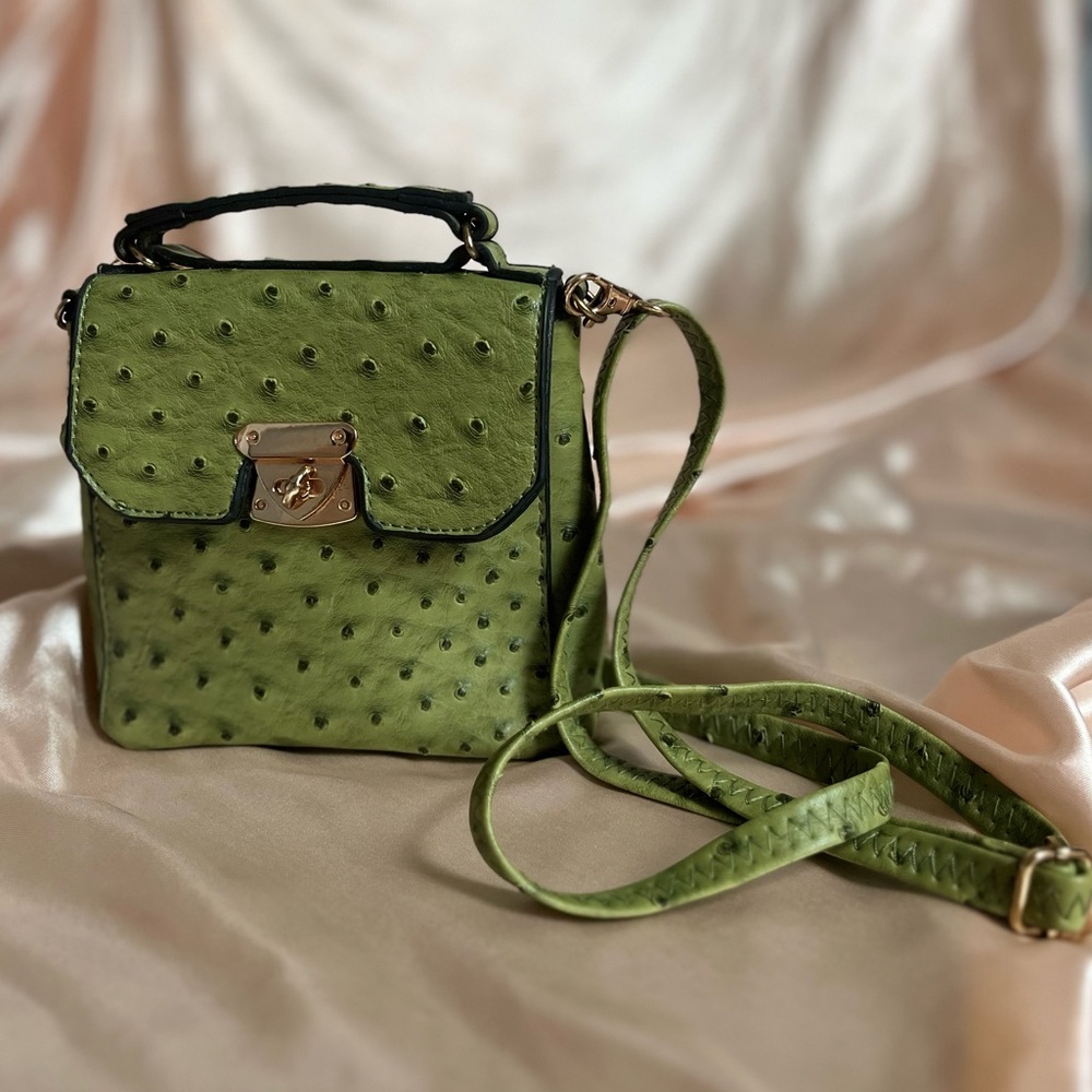 Noelle faux vegan ostrich leather clutch purse